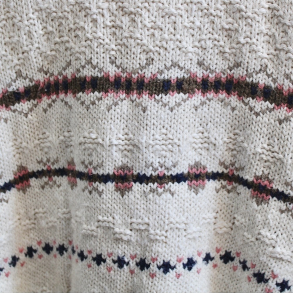 Robert Scott Ltd VTG Cream Knit Linen Cotton Fair Isle Collared Sweater Medium - Picture 4 of 4